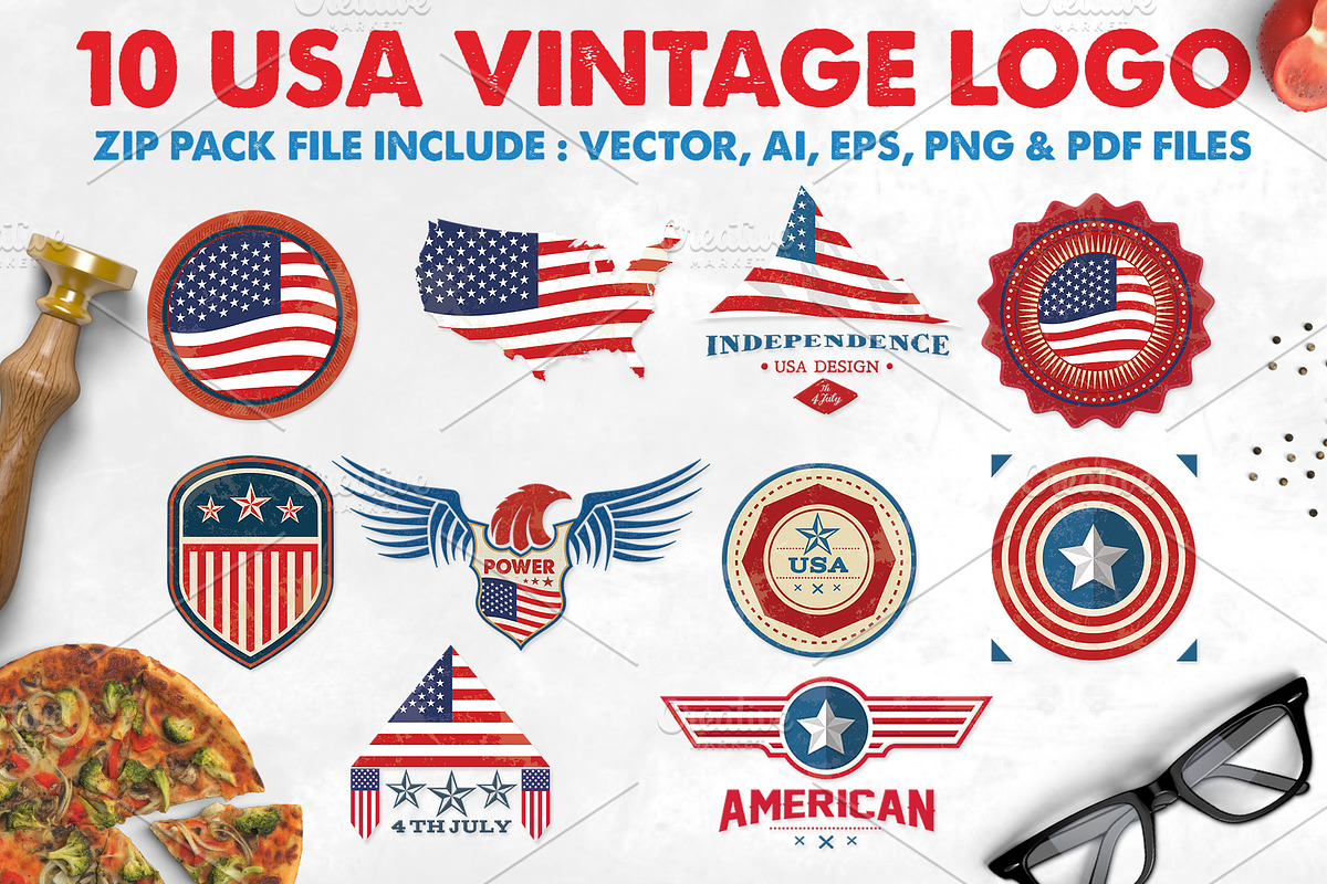 USA Vintage Badge Logos, a Branding & Logo Template by Graphicgo (Photo 1 of 7)
