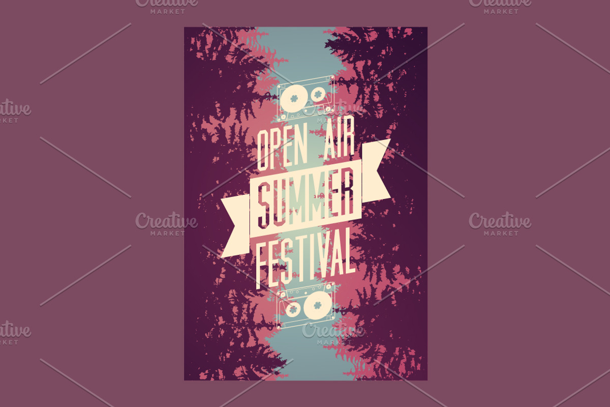 Summer open air vector poster set., a Seasonal Illustration by PoPaShop (Photo 9 of 10)