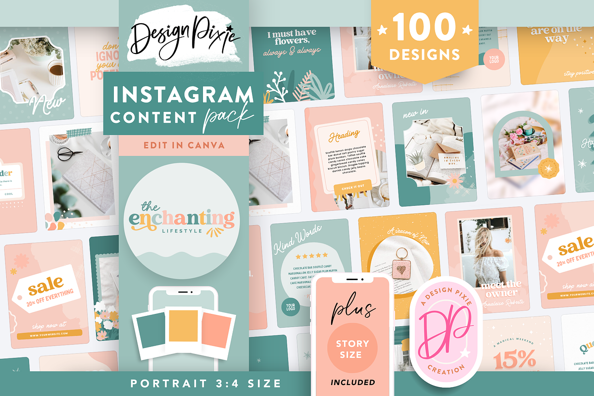 Enchanting Instagram Post Templates, a Social Media Template by Design Pixie (Photo 1 of 6)