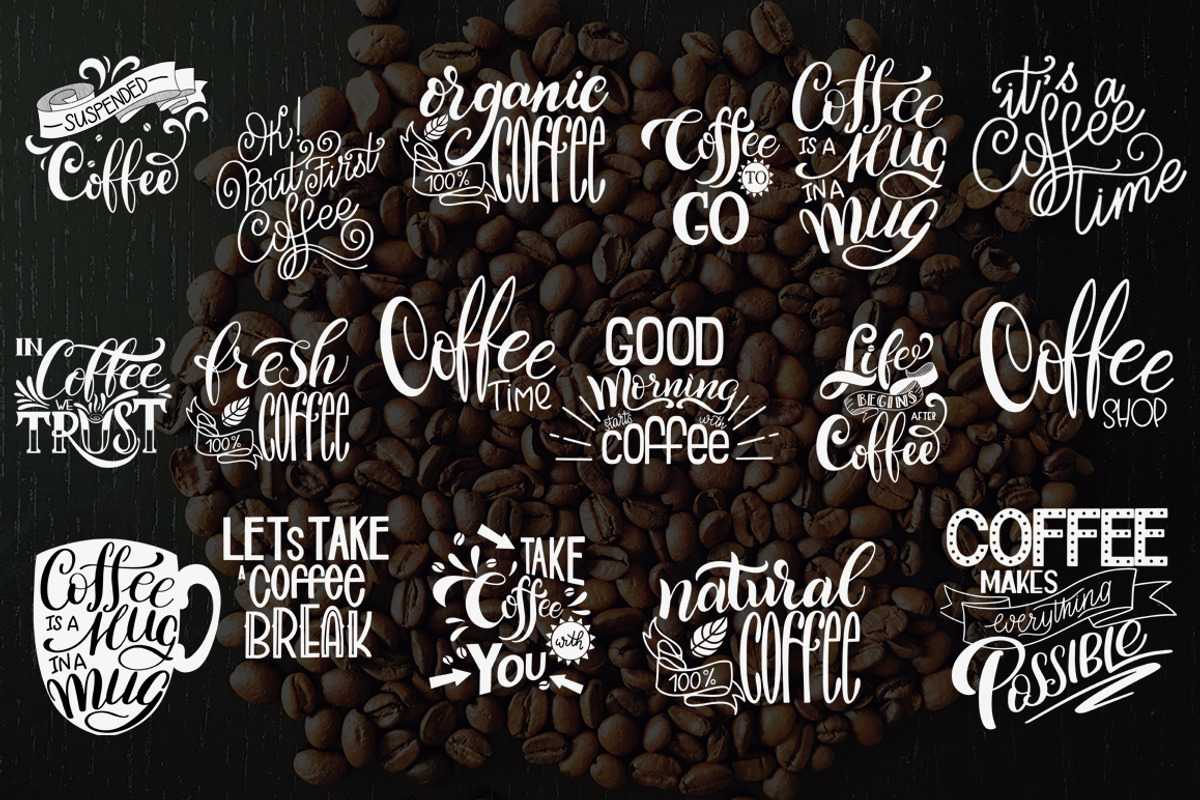 Coffee Quotes Lettering Set, a Decorative Illustration by Kandella's Art (Photo 2 of 9)