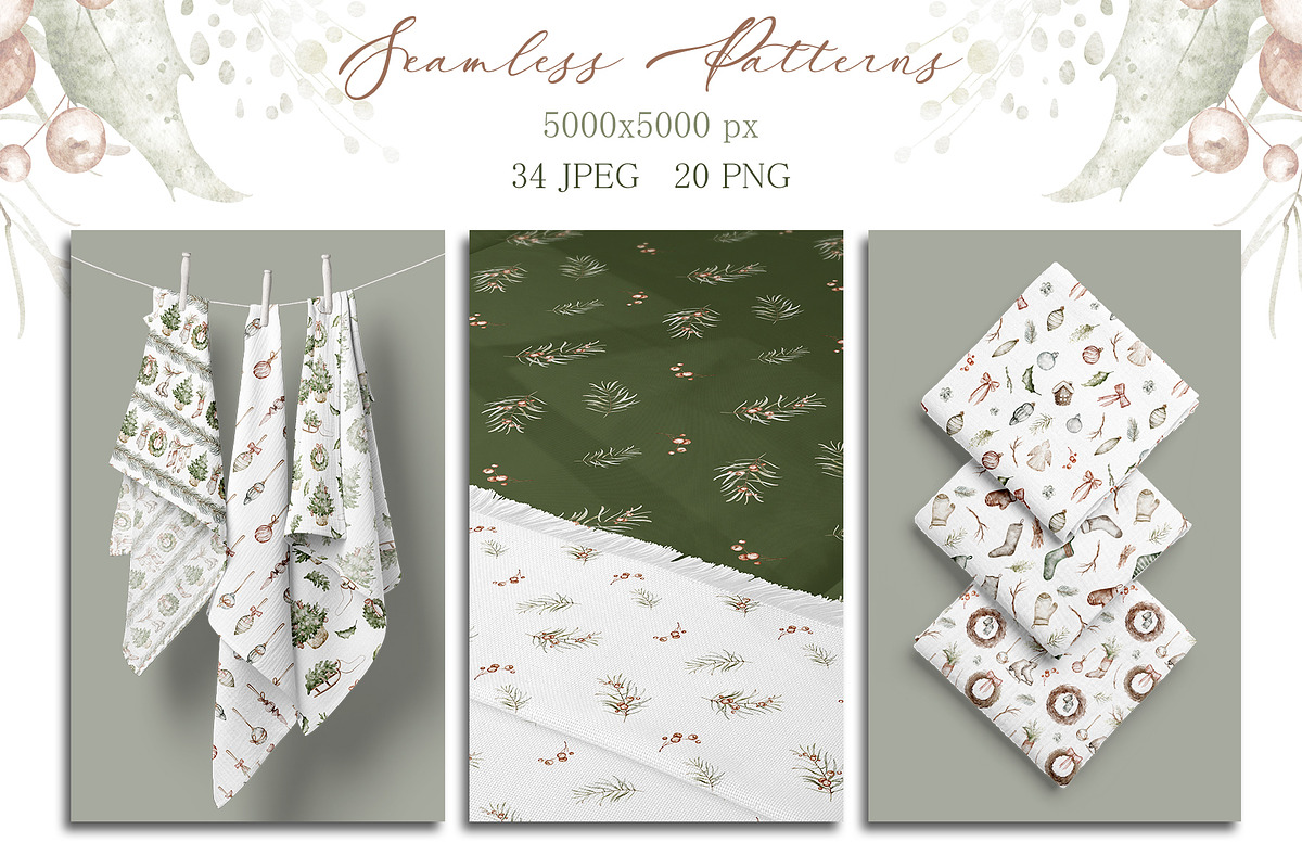 Boho‑Nordic Christmas Watercolor Set, a Seasonal Illustration by LenArt (Photo 8 of 17)