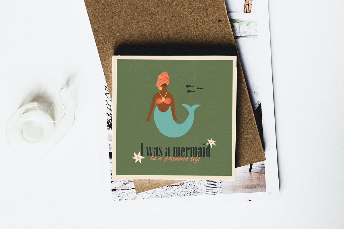 Retro Mermaids clipart and patterns, a Person Illustration by Paper Cherry (Photo 17 of 18)