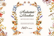Autumn meadow Watercolor Floral, a Seasonal Illustration by Pattern + watercolor (Thumbnail 1 of 14)