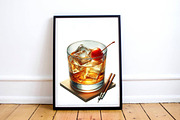 Watercolor Whiskey Cocktails Clipart, a Graphic by CitraGraphics (Thumbnail 4 of 6)
