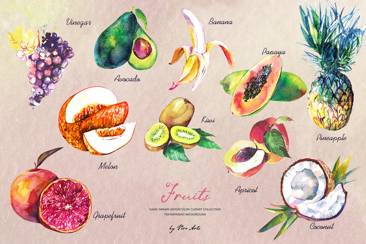 Fruits hand drawn clipart, a Food Illustration by Vero Arts (Photo 3 of 10)