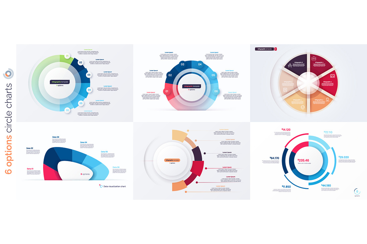 Six option infographic designs, a Templates & Theme by rikkyal