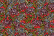 maximalist chrysanthemum botanical, a Pattern Graphic by NayaChu (Thumbnail 2 of 9)