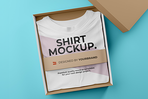 Folded T-shirt In Box Mockup