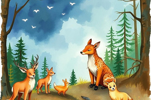 Woodland animals watercolor, an Animal Photo by ComfortQ