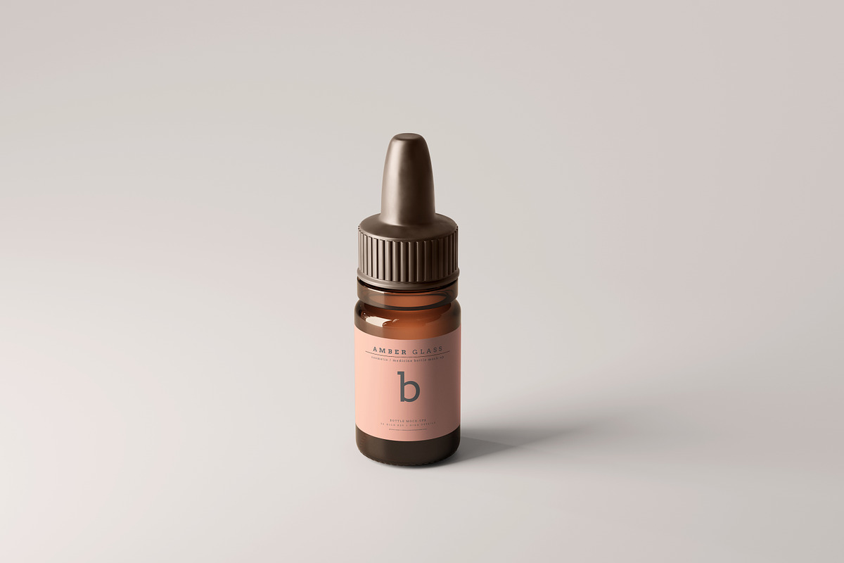 Amber Glass Dropper Bottle Mockups, a Cups & Container Mockup by pmvch (Photo 5 of 20)