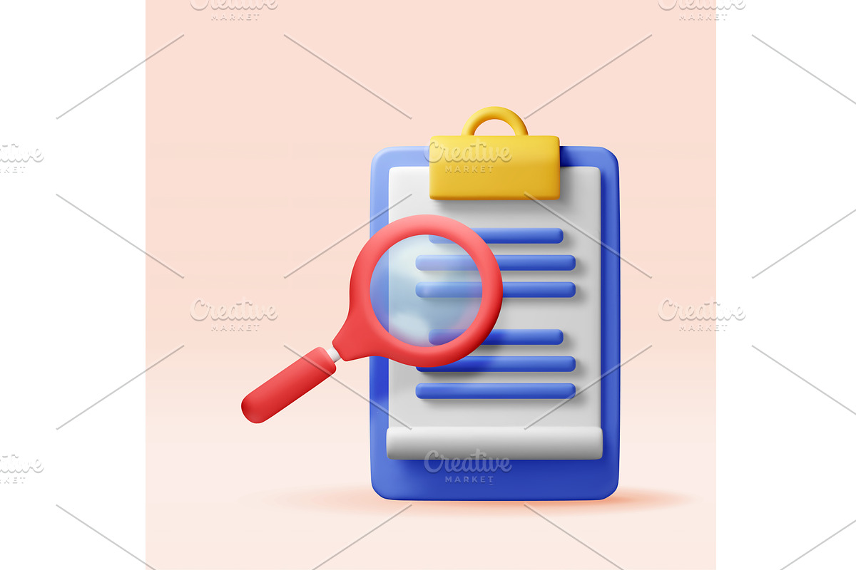 3D document clipboard with, an Object Illustration by Abscent