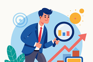 Businessman analyzing growth chart, a Person Illustration by SouravDesign