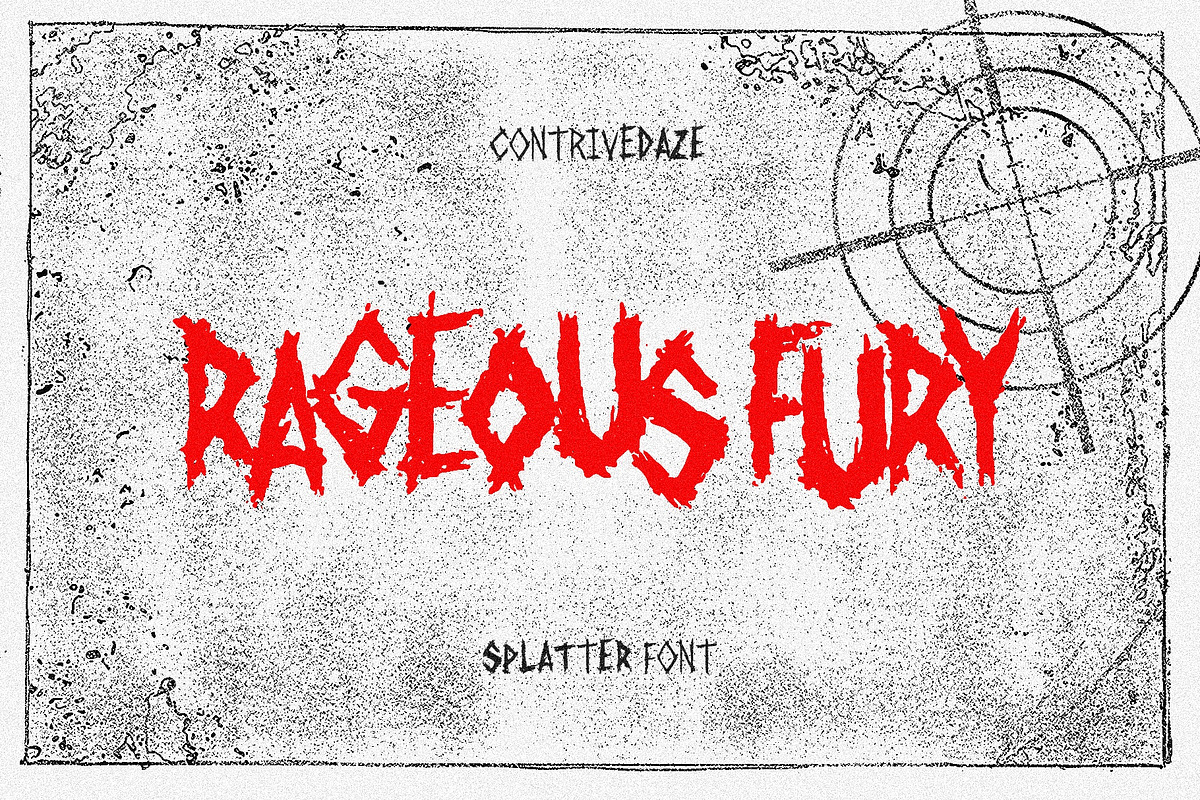 RAGEOUS FURY SPLATTER FONT, a Blackletter Font by CONTRIVEDAZE (Photo 1 of 3)