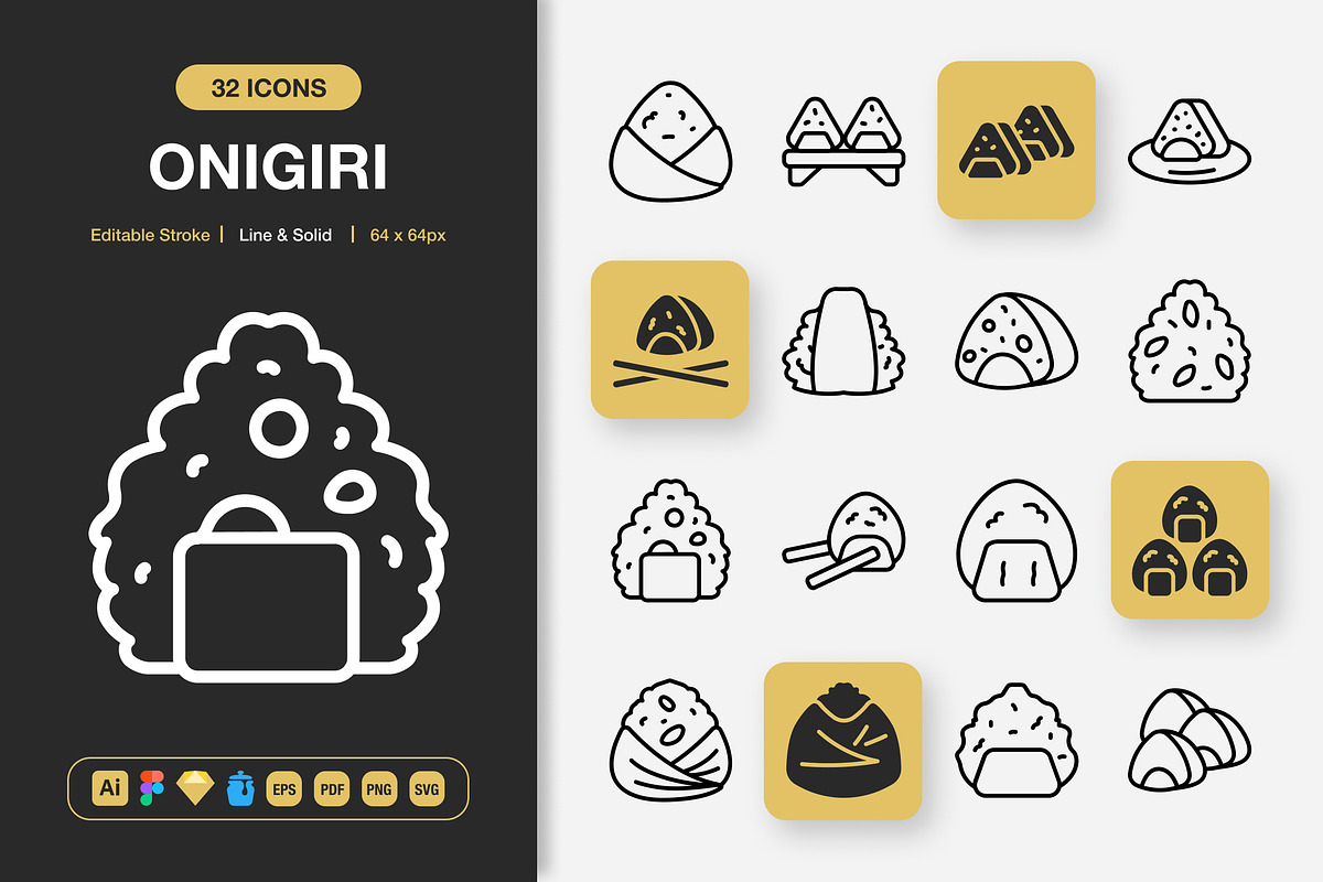 Onigiri Icons, an Icon by Spacepixel Creative (Photo 1 of 3)