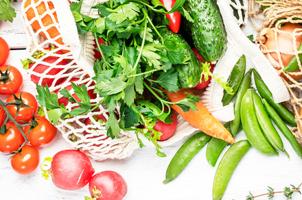Healthy food background. Mushrooms, beans, tomatoes, avocados an, a Food & Drink Photo by 5PH