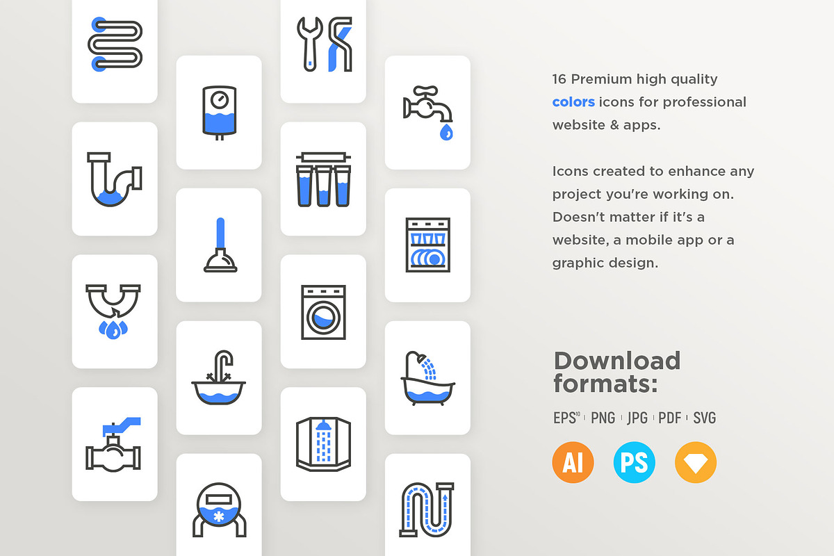 Plumbing | 32 Icons Set, an Outline Icon by Marina Silence (Photo 10 of 17)