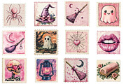 Pink Halloween Postage Stamp Clipart, an Illustration by Designworld (Thumbnail 2 of 5)