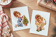 Light Up Christmas Girls Cliparts, a Seasonal Illustration by Ink Gallery (Thumbnail 6 of 13)