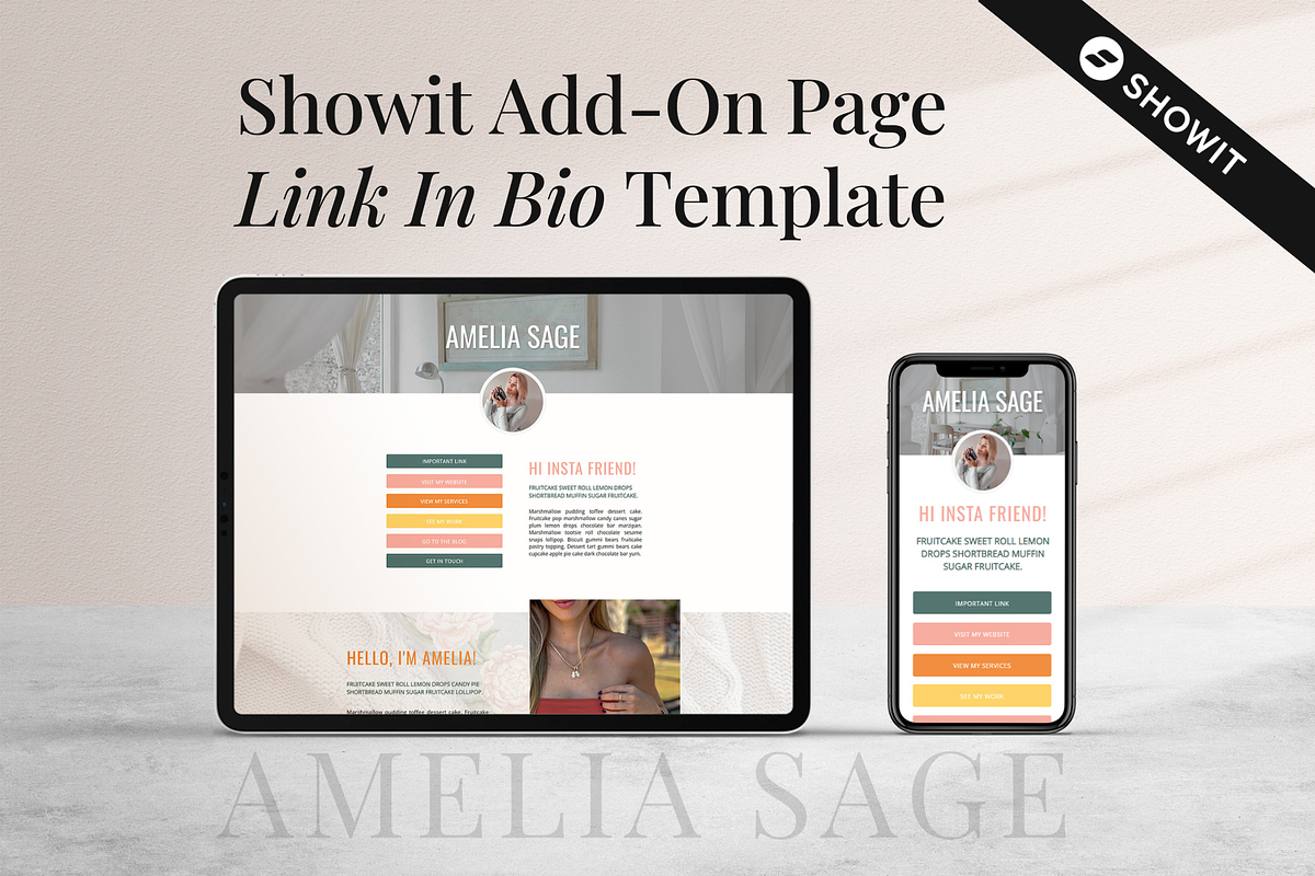Showit Link In Bio Page Template, a Landing Page Template by Zhillmatic (Photo 1 of 6)