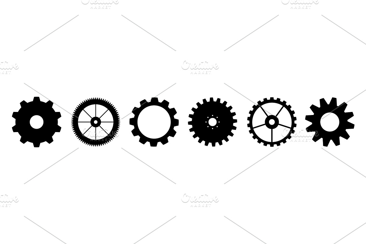 Cartoon gear icons collection, an Object Illustration by Elen_Art