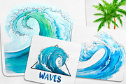 Surfing. Watercolor set., an Illustration by AlexGreenArt (Thumbnail 3 of 5)