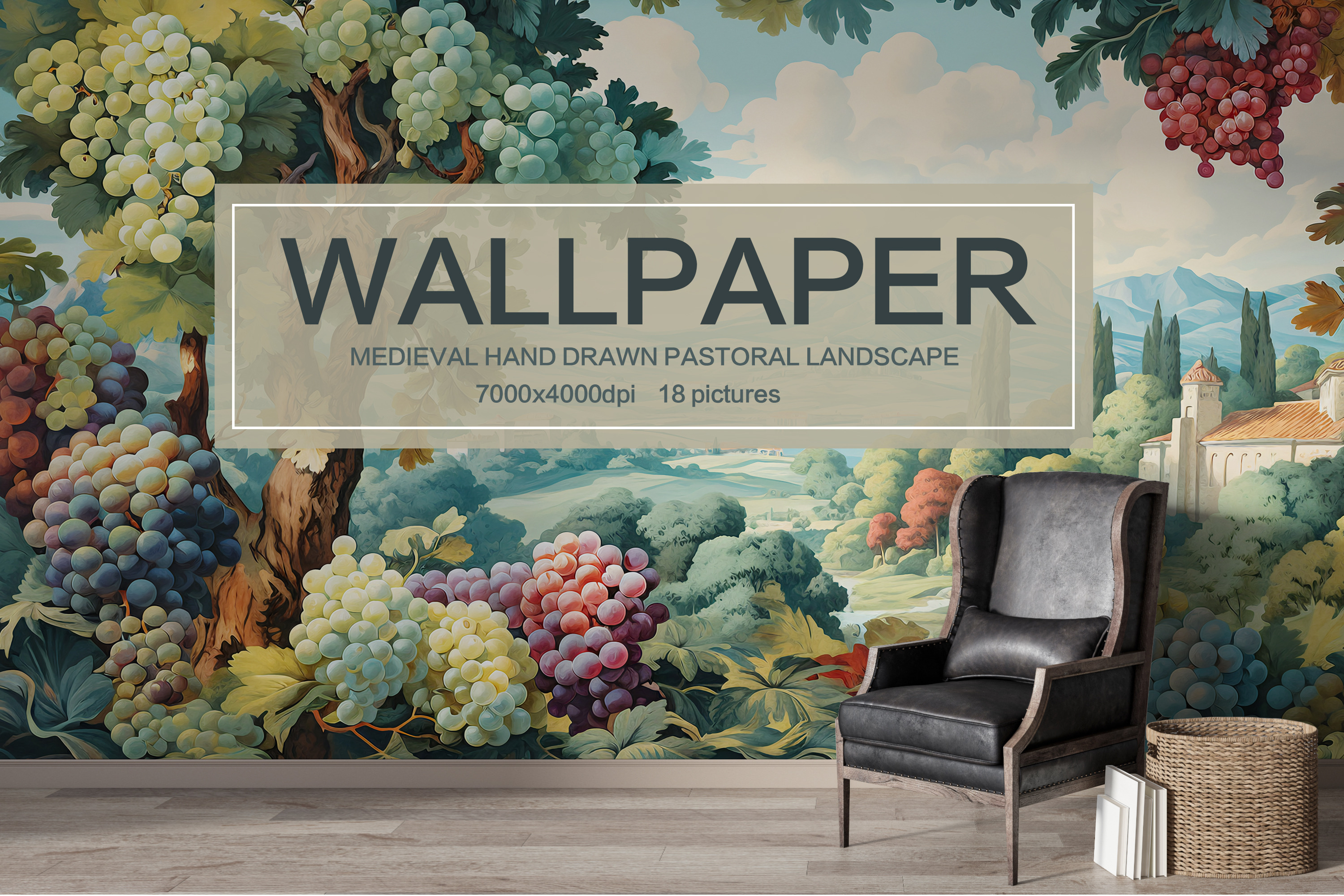 Pastoral landscape wallpaper