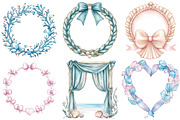 Coquette Coastal Summer Frame Bundle, an Illustration by Watercolor design (Thumbnail 4 of 5)