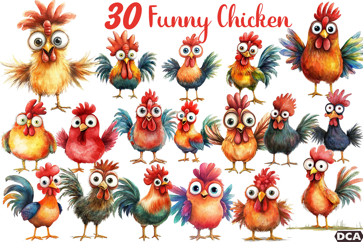 Quirky Funny Chicken Sublimation, an Illustration by DreamCafeArt (Photo 1 of 3)