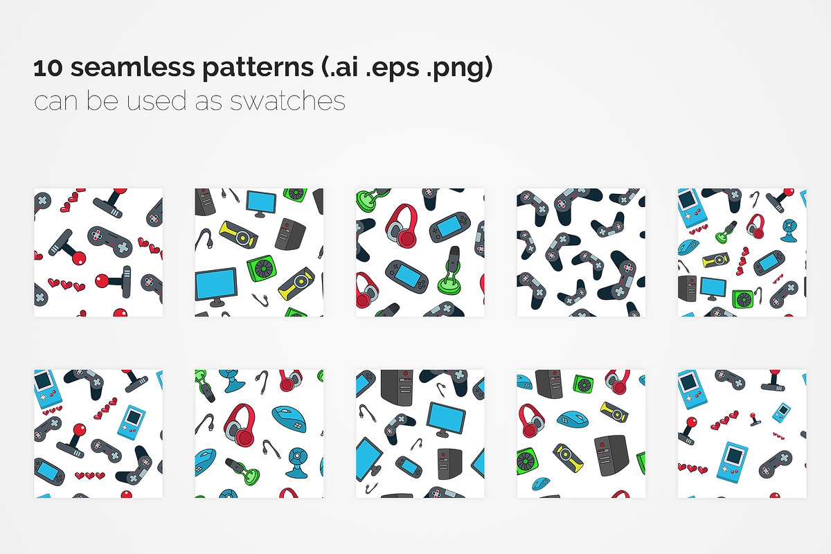Gaming Seamless Patterns, a Pattern Graphic by 3Y_Design (Photo 2 of 6)