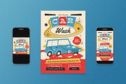 Red Mid Century Car Wash Flyer Set, a Flyer Template by Aiyari Graphic (Thumbnail 1 of 3)