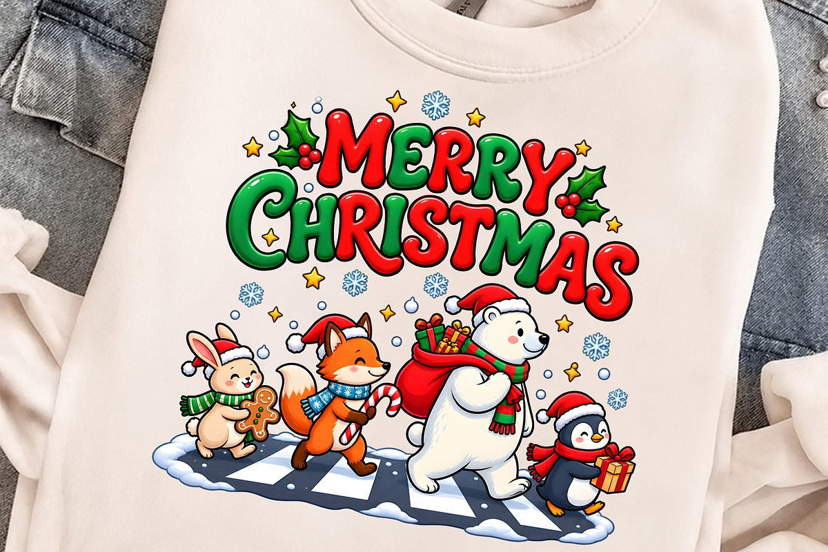 Cute Animals Merry Christmas PNG, an Object Graphic by Zahyl Studio (Photo 4 of 7)