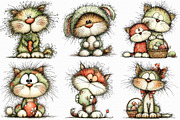 Whimsical Easter Cats Clipart, an Illustration by Libby Wishes (Thumbnail 5 of 8)