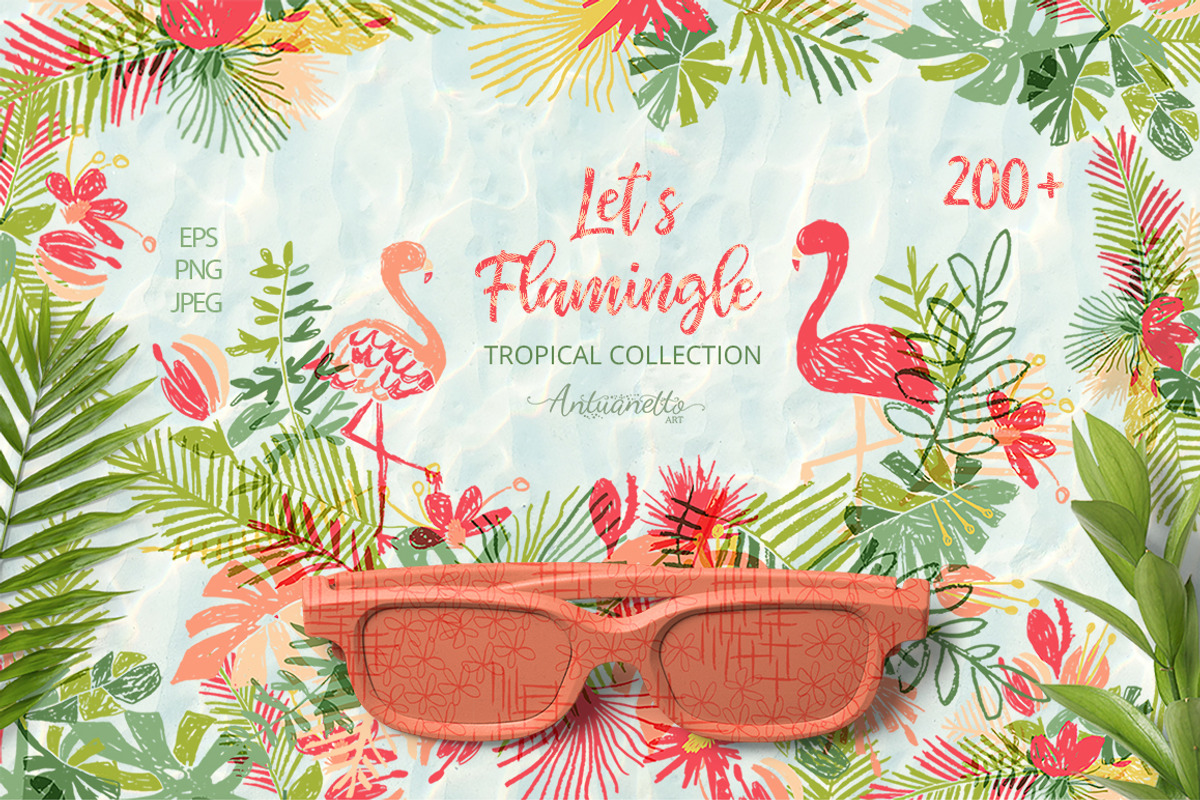 Let's Flamingle tropical collection, a Decorative Illustration by antuanetto (Photo 1 of 16)