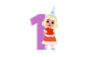 Cute blonde girl celebrating her, an Object Illustration by pikepicture