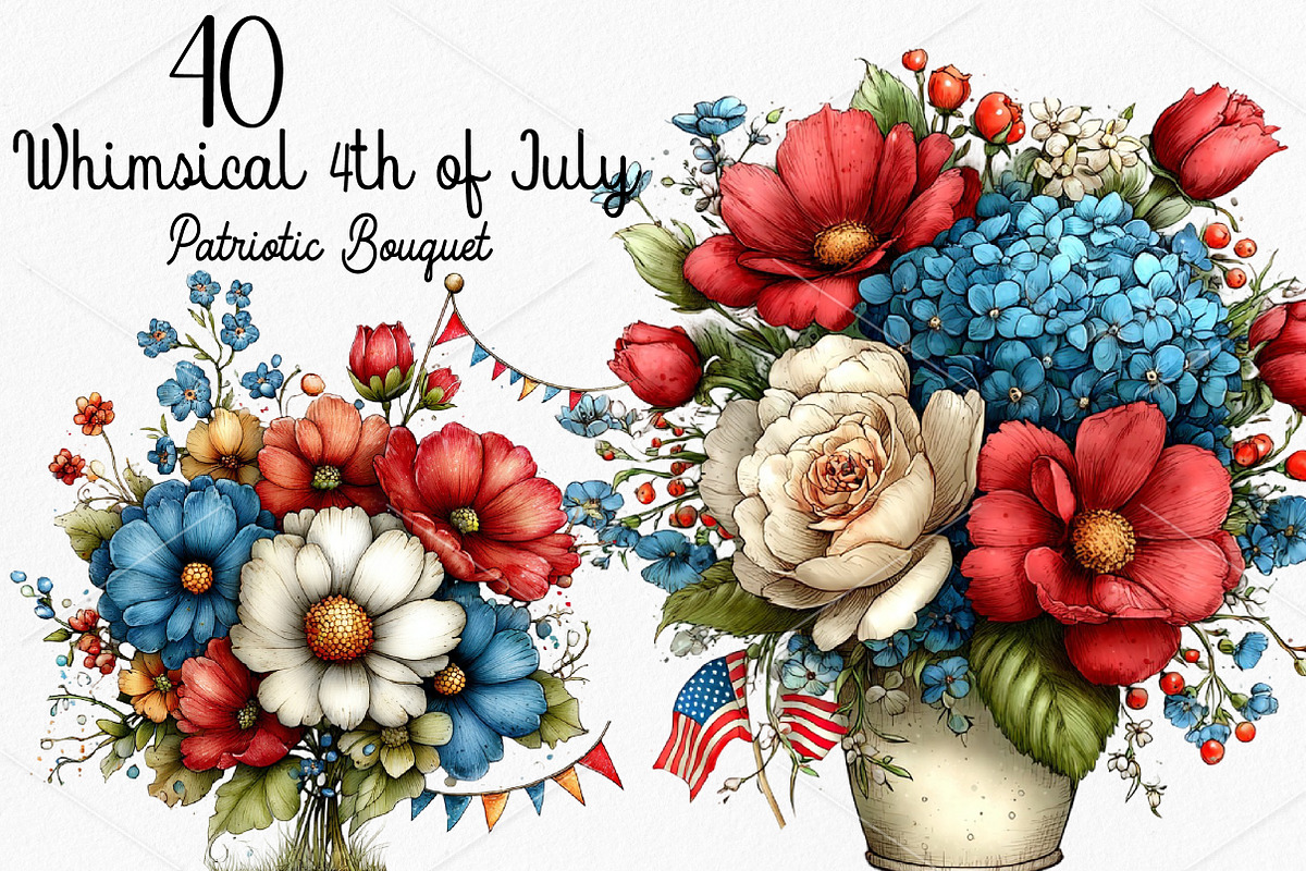 4th of July Patriotic Bouquet, a Seasonal Illustration by Canvas Craft (Photo 1 of 7)