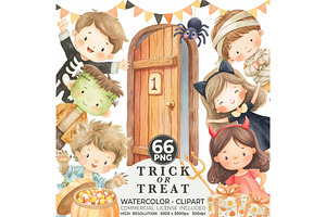 Watercolor Halloween Clipart, an Illustration by CharmClipart