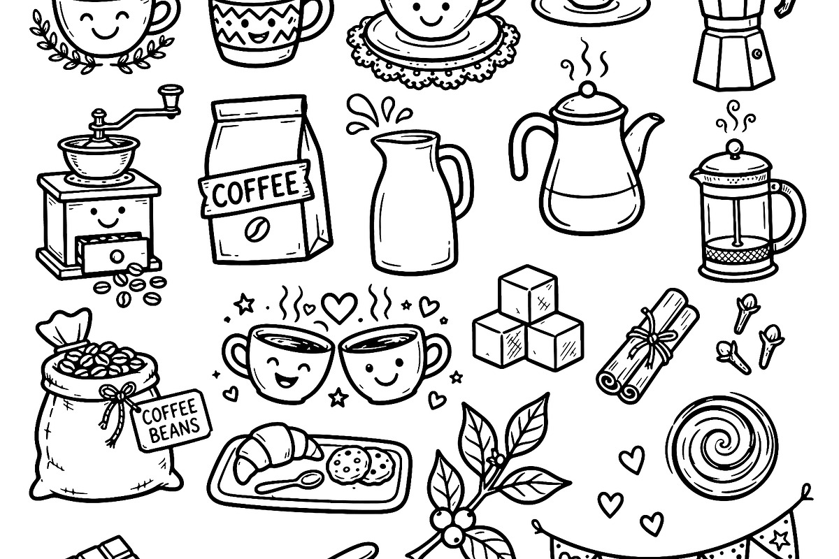 Cute doodle cartoon coffee shop, a Food Illustration by Voodz_shop (Photo 2 of 3)