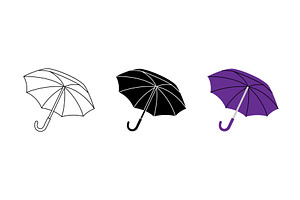 Minimalist vector of umbrella in, an Object Illustration by GraphiShop