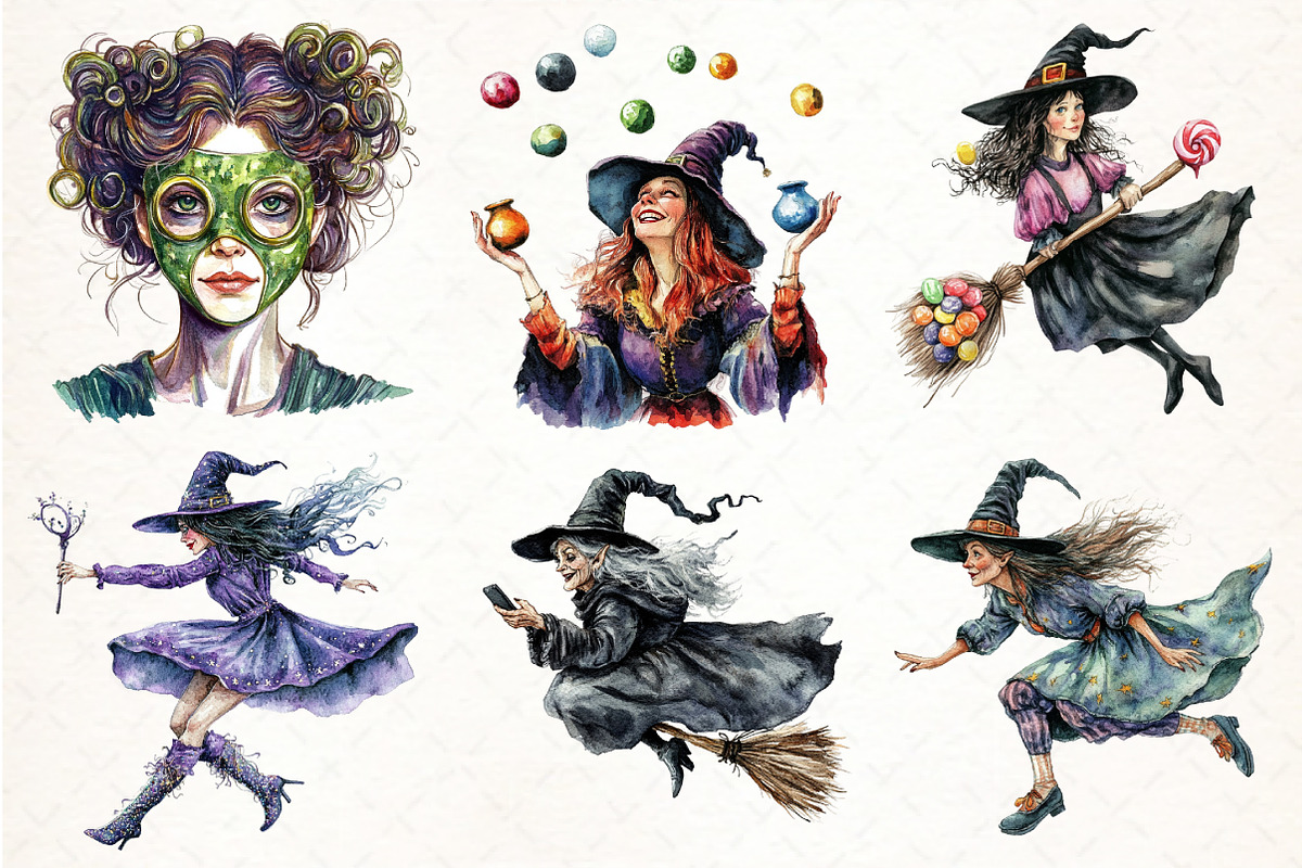 Funny Witch Halloween Bundle, an Illustration by Pixels.Craft (Photo 2 of 7)