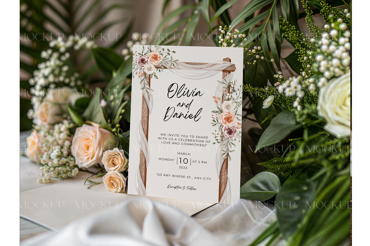 Elegant Floral Card Display, a Product Mockup by MockupWizard (Photo 3 of 3)