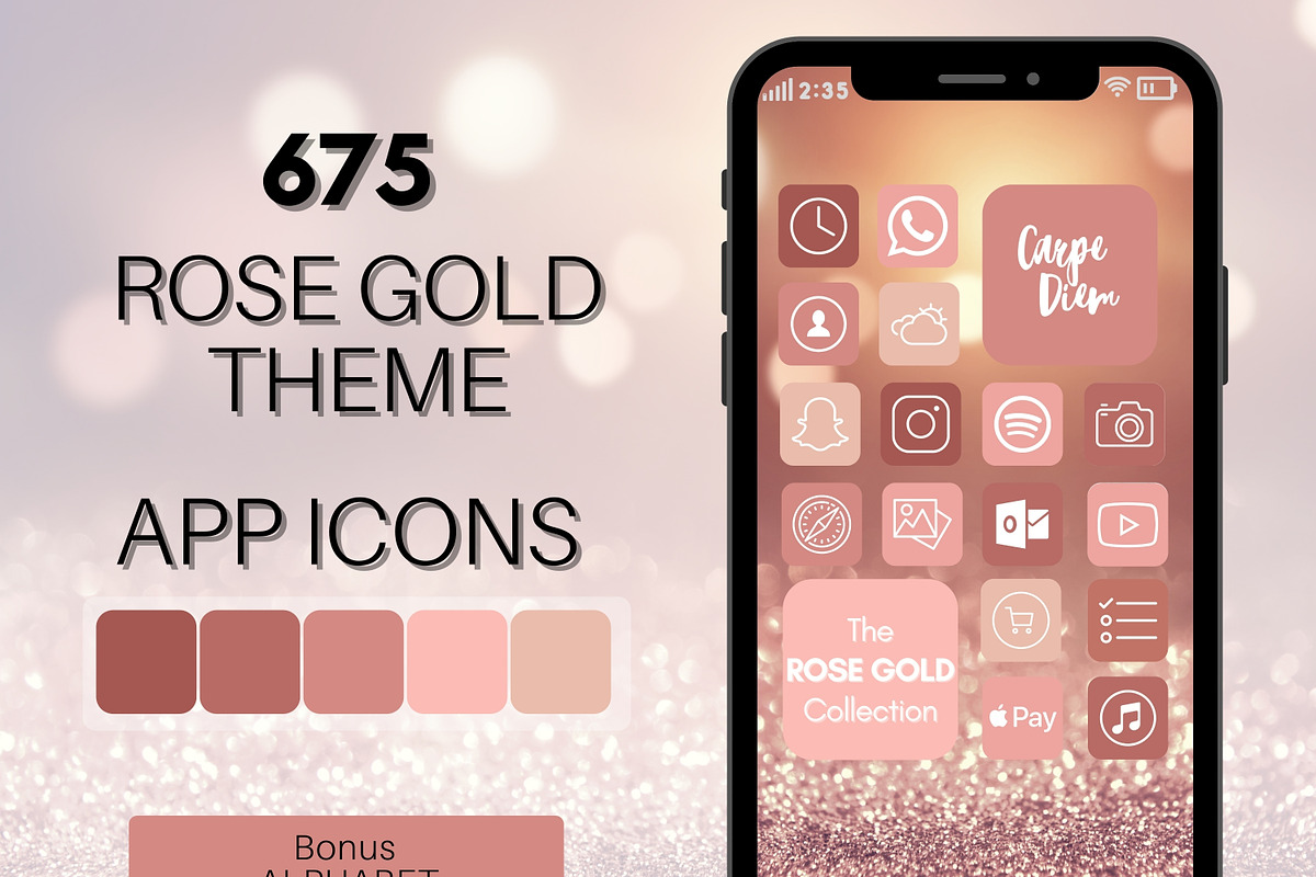 Rose Gold Theme iOS 14 App Icons, an Icon by Templatables
