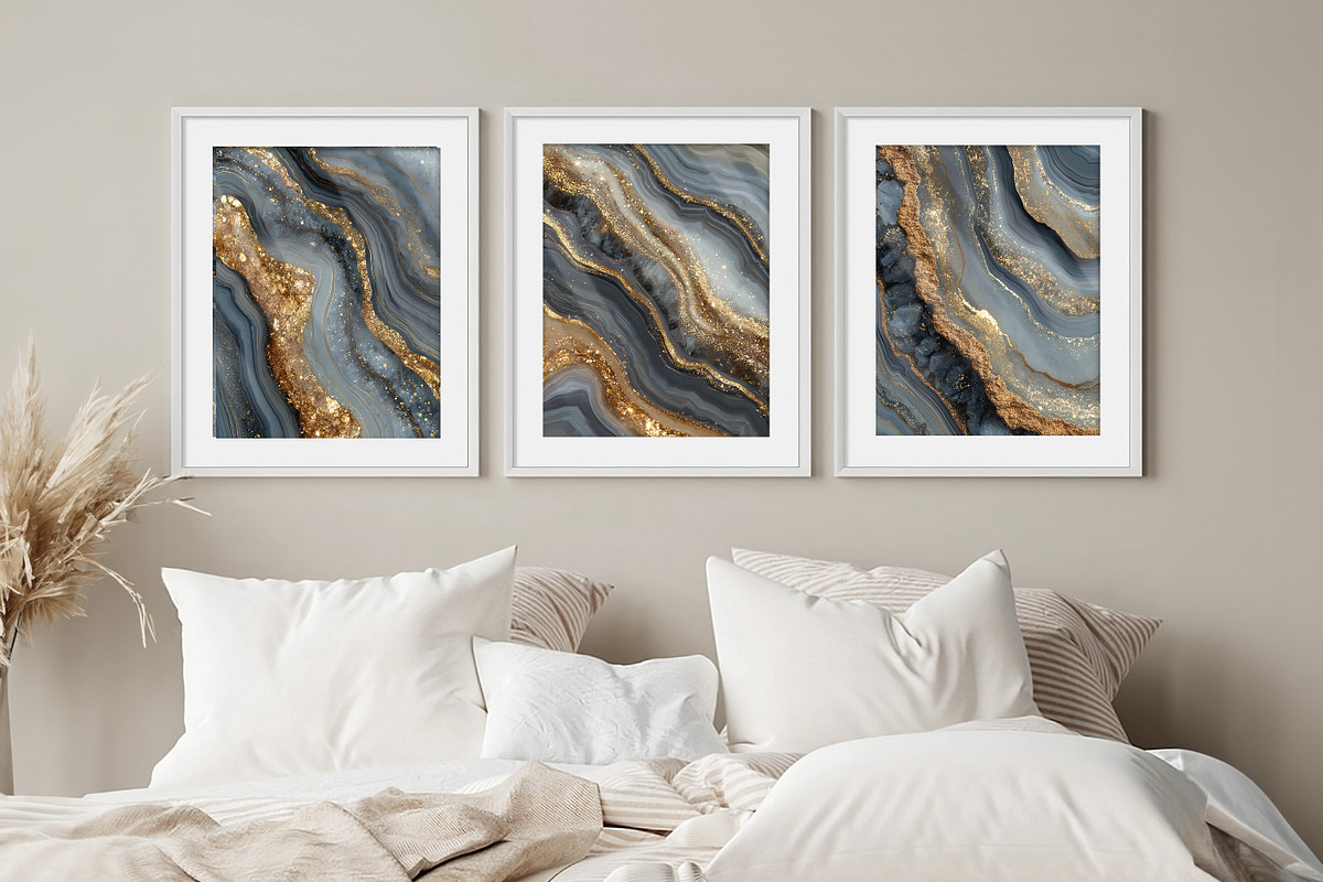 Golden Gray Agate Textures Paper Set, a Background Graphic by V Design Creator (Photo 6 of 12)