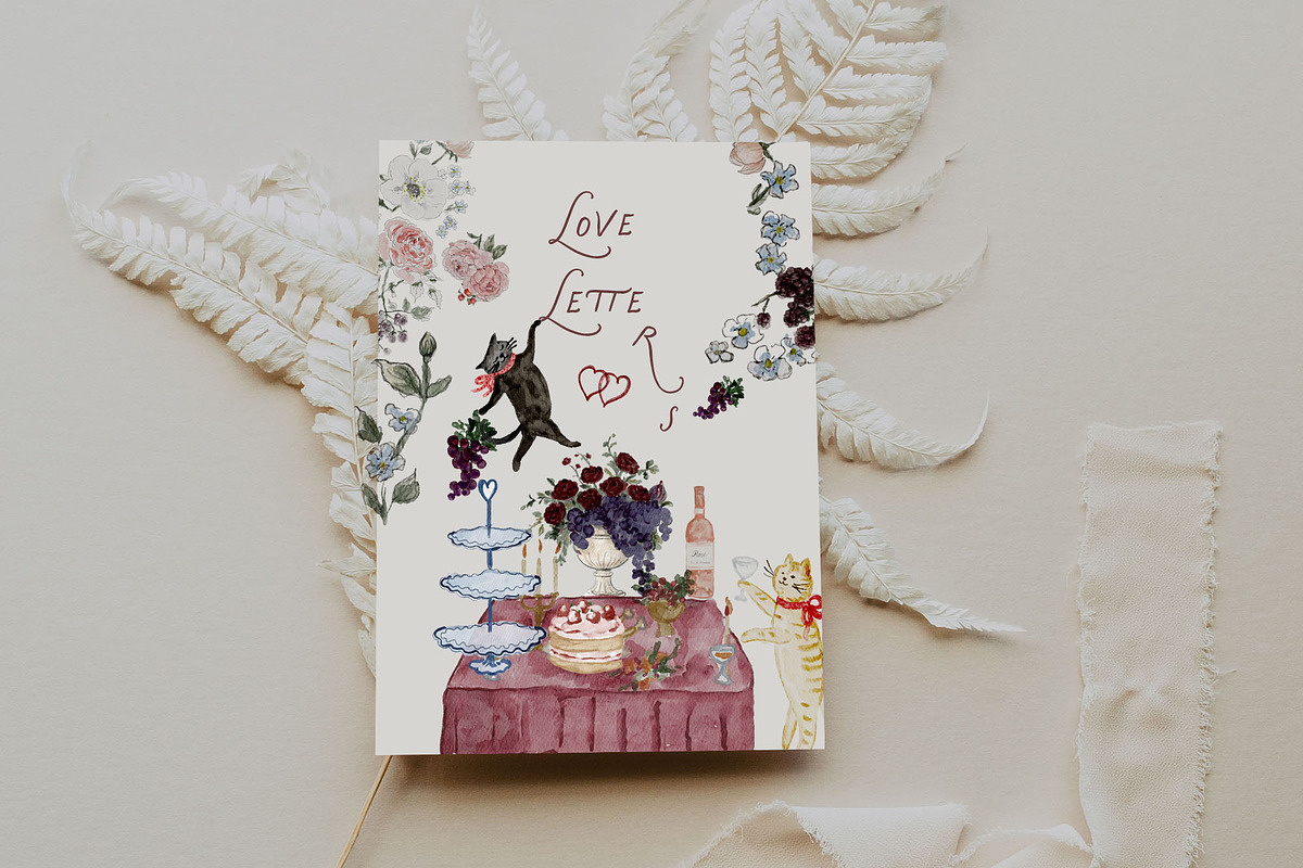 Whimsy Valentine Wedding Watercolor, an Object Graphic by Laras Wonderland (Photo 8 of 11)