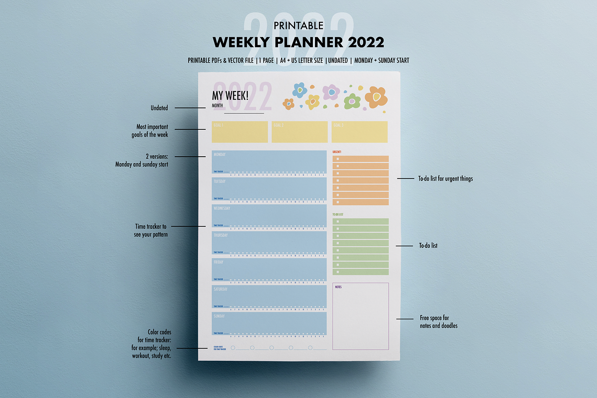 Weekly Planner 2022, a Templates & Theme by SizenS