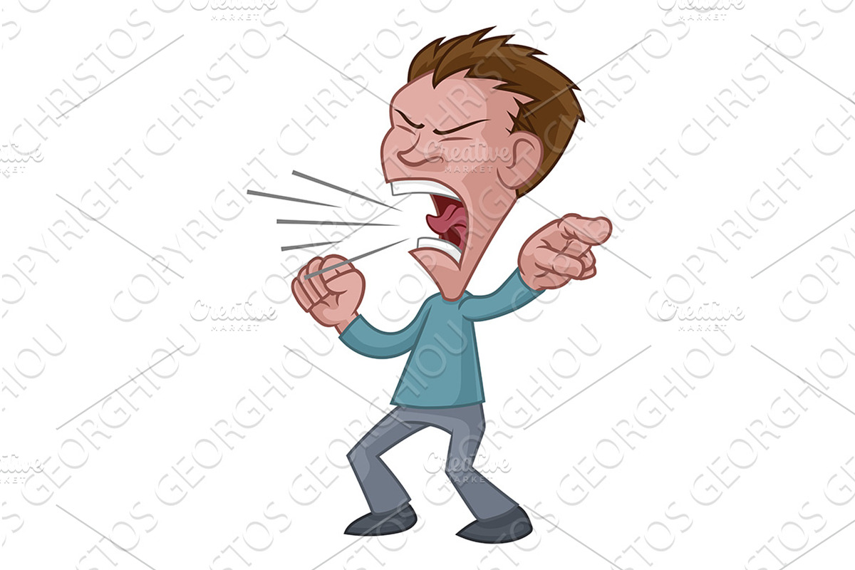 Angry Stressed Man or Bully Cartoon, a Person Illustration by Christos Georghiou