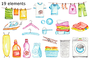 Laundry watercolor clipart, a Background Graphic by GoodFairyClipArt (Thumbnail 2 of 2)