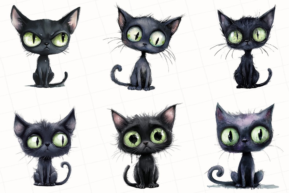 Zombie Black Cat Clipart, an Illustration by OK Design (Photo 4 of 5)