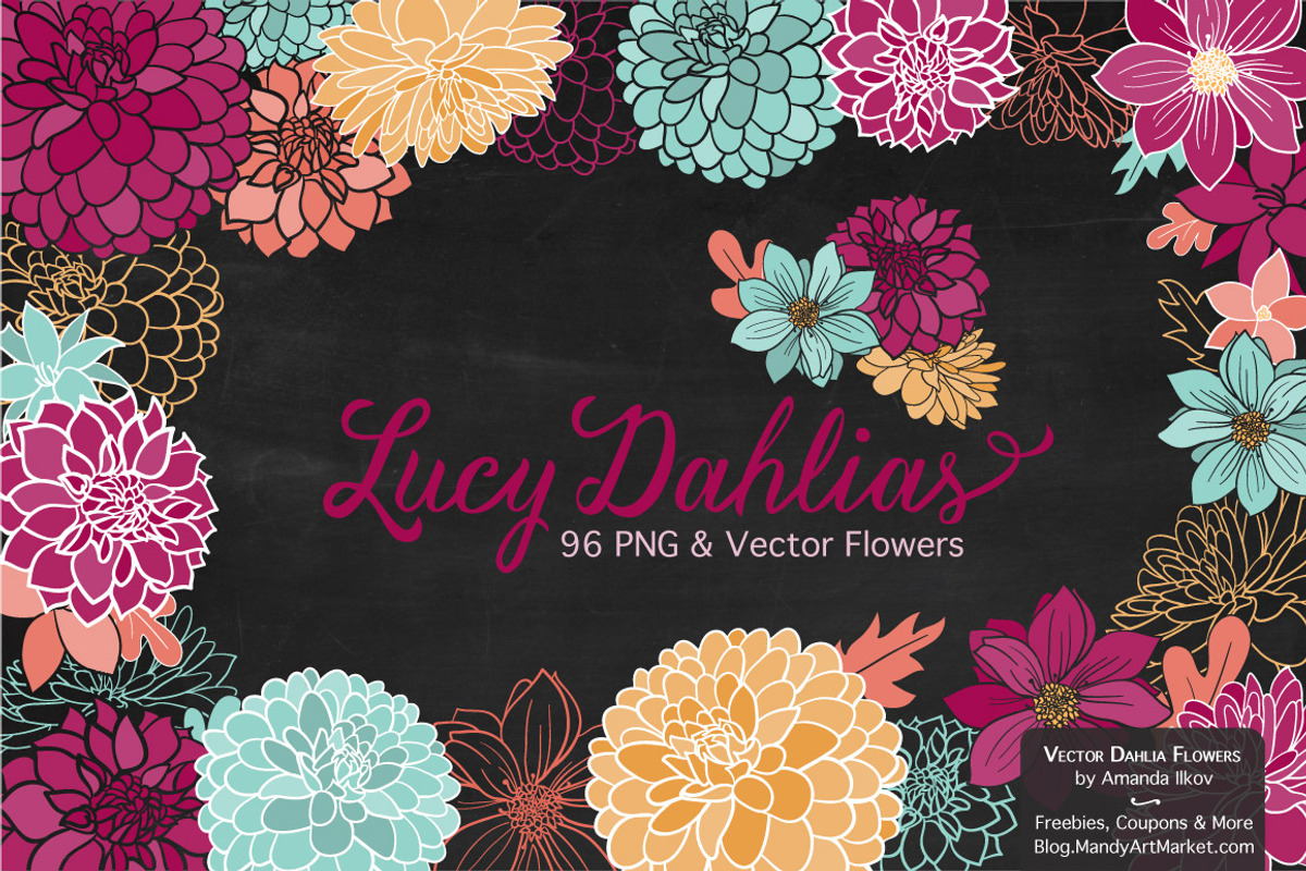 Bohemian Dahlias Clipart & Vectors, an Illustration by Amanda Ilkov (Photo 2 of 4)