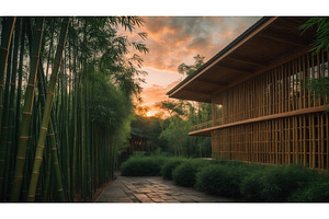 Modern wooden building surrounded by, an Illustration by tilialucida