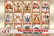 Valentines animals cards set-2, an Animal Illustration by CraftArtStory (Thumbnail 1 of 7)
